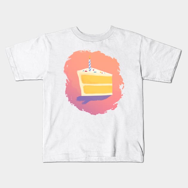 Birthday Cake Watercolor Celebration Kids T-Shirt by mirandachurch